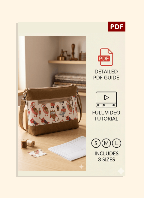 Zipper Crossbody Bag PDF Download Pattern (3 sizes included)