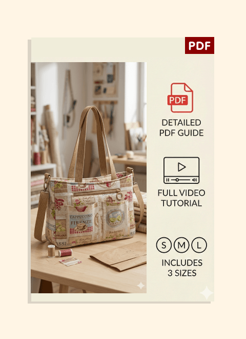 Gusseted Tote Bag PDF Download Pattern (3 sizes included)