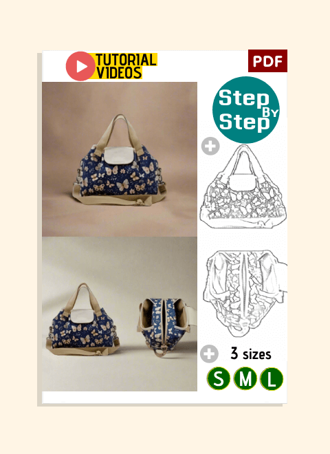 Triple-Compartment Flap Handbag PDF Download Pattern (3 sizes included)