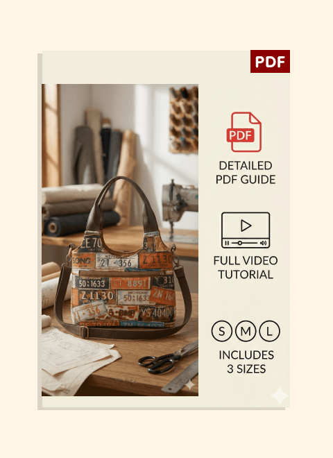 Stylish Tote Bag PDF Download Pattern (3 sizes included)