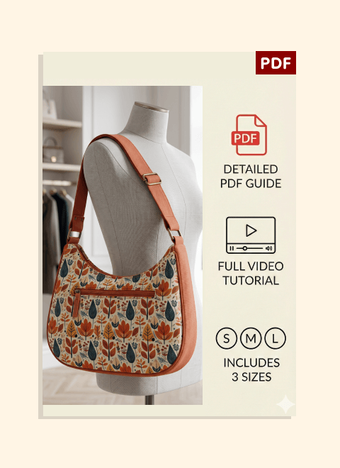 Curved Bottom Sling Bag PDF Download Pattern (3 sizes included)