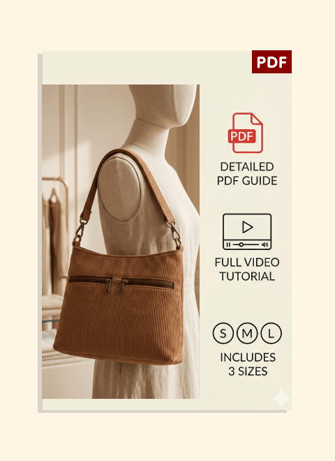 Two-Zip Pocket Shoulder Bag PDF Download Pattern (3 sizes included)