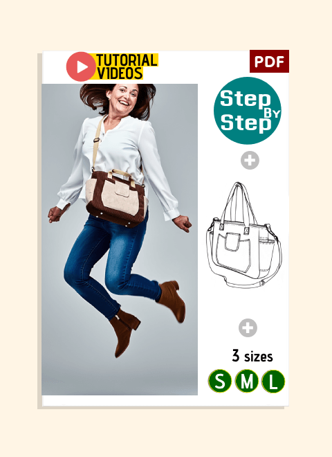 Flap-Pocket Structured Tote PDF Download Pattern (3 sizes included)