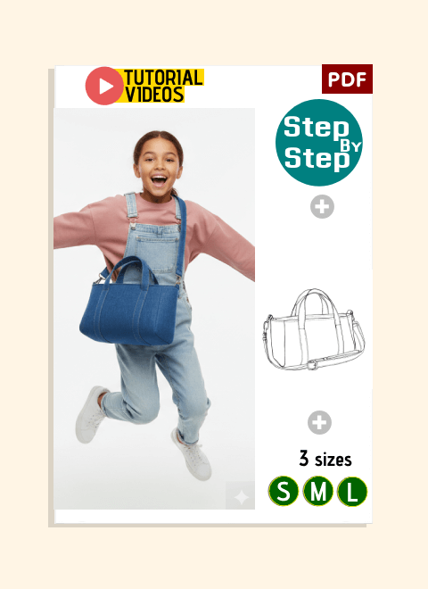 Denim Modern Zip Tote PDF Download Pattern (3 sizes included)