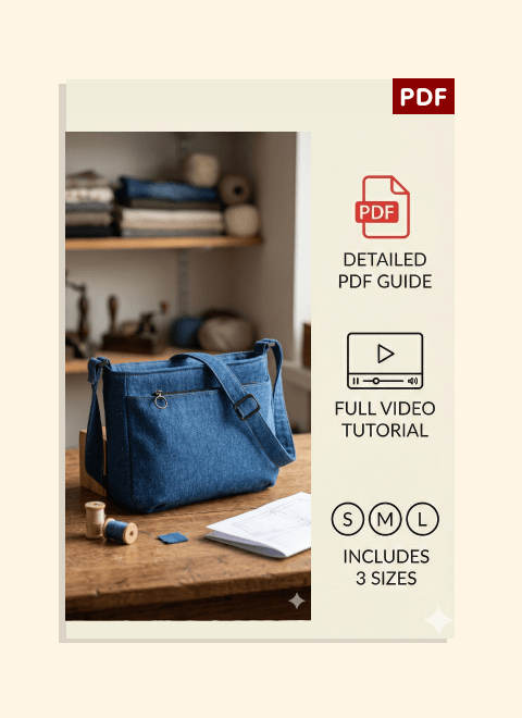 Denim Multi-Compartment Crossbody Bag PDF Download Pattern (3 sizes included)