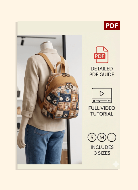 Two-Compartment Zip Backpack PDF Download Pattern (3 sizes included)