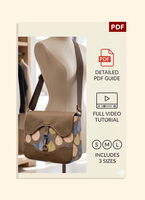 Curved Flap Shoulder Bag PDF Download Pattern (3 sizes included)