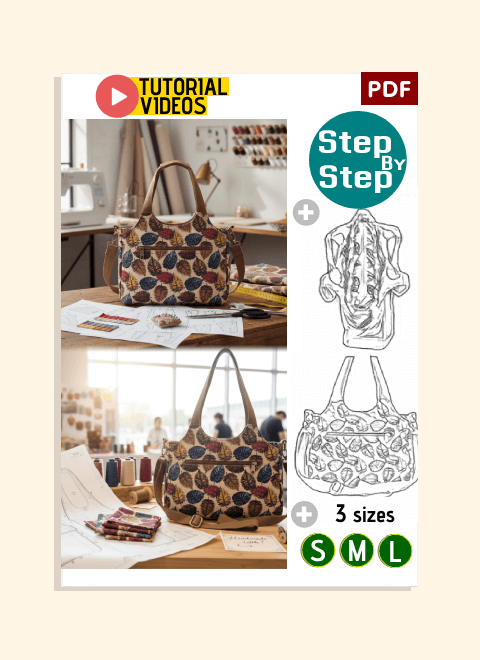 Three-Compartment Zippered Bag PDF Download Pattern (3 sizes included)