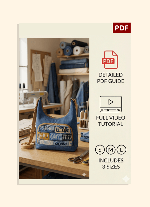 Denim Shoulder Bag PDF Download Pattern (3 sizes included)