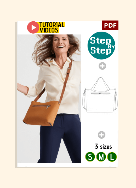 Classic Zip Shoulder Bag PDF Download Pattern (3 sizes included)