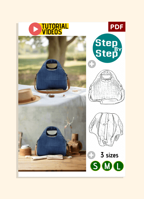 Triple-Compartment Handle Bag PDF Download Pattern (3 sizes included)