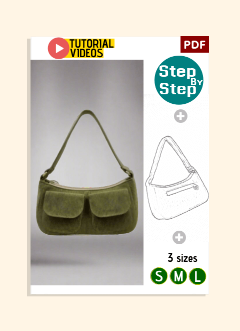 Double Flap Pocket Shoulder Bag PDF Download Pattern (3 sizes included)