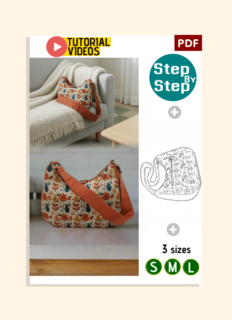 Curved Bottom Sling Bag PDF Download Pattern (3 sizes included)