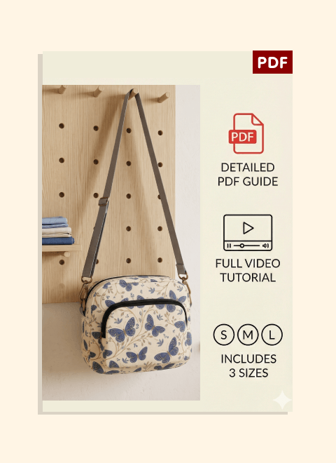 Pocketed Zipper Crossbody Bag PDF Download Pattern (3 sizes included)