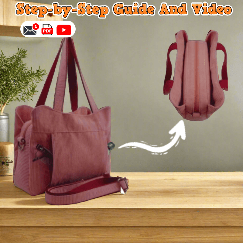 Multi-Pocket Zipper Tote Bag PDF Download Pattern (3 sizes included)