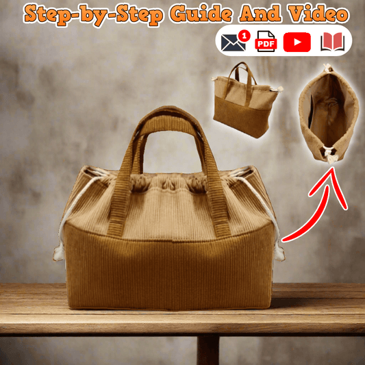 Drawstring Tote Handbag PDF Download Pattern (3 sizes included)