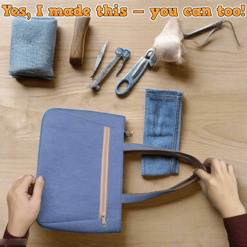 Denim Zip Handbag PDF Download Pattern (3 sizes included)