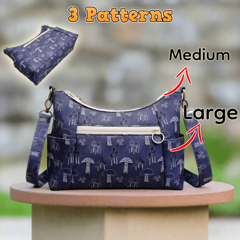 Pocketed Exterior Tote Bag PDF Download Pattern (3 sizes included)