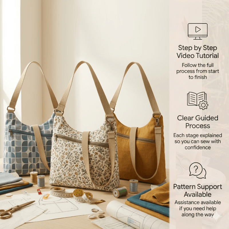 Crescent Sling Bag PDF Download Pattern (3 sizes included)