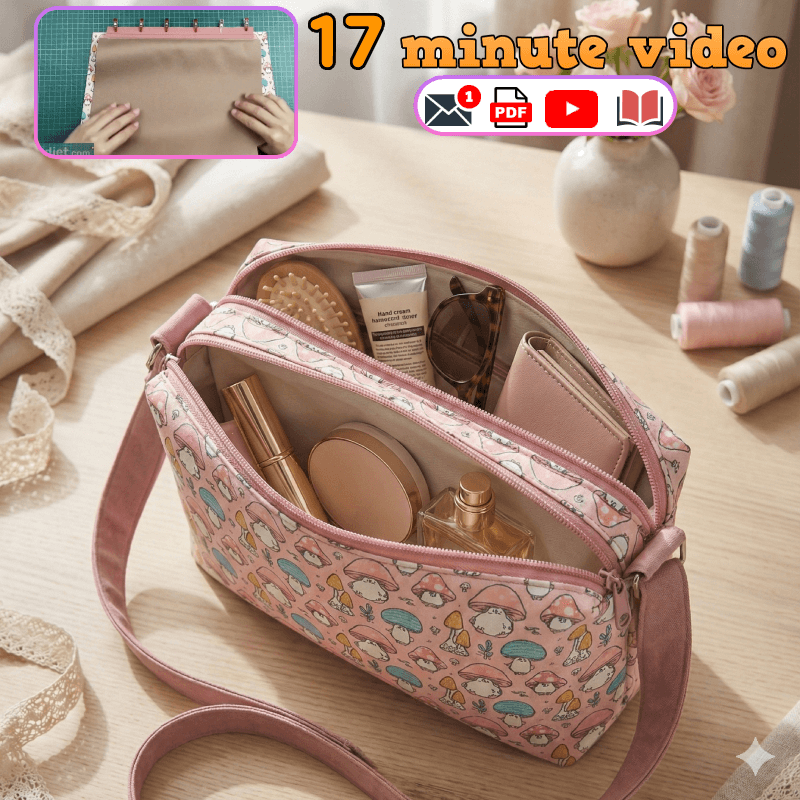 Dual-Zip Crossbody Bag PDF Download Pattern (3 sizes included)
