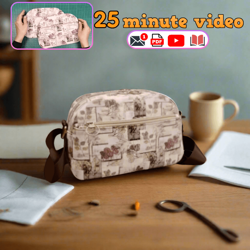 Double-Zipper Pocket Crossbody Bag PDF Download Pattern (3 sizes included)