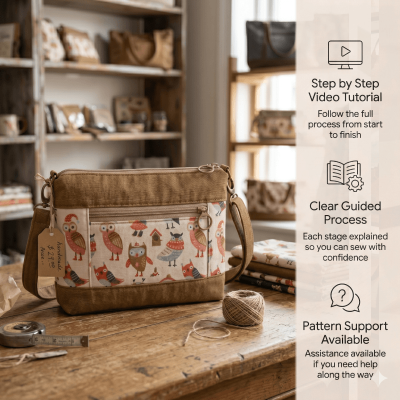 Zipper Crossbody Bag PDF Download Pattern (3 sizes included)