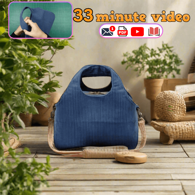 Triple-Compartment Handle Bag PDF Download Pattern (3 sizes included)