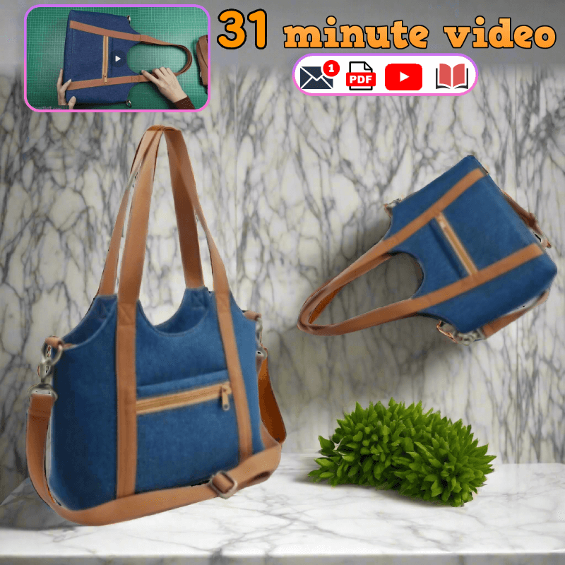 Denim U-Shape Bag PDF Download Pattern (3 sizes included)