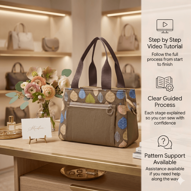 Multi Pockets Tote Bag PDF Download Pattern (3 sizes included)