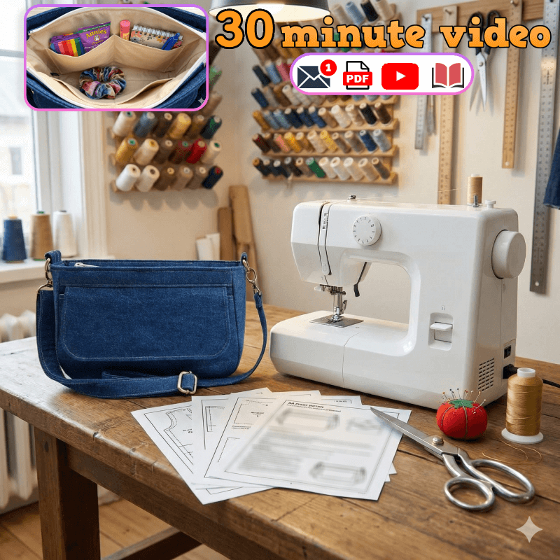 Flap & Zip Shoulder Bag PDF Download Pattern (3 sizes included)