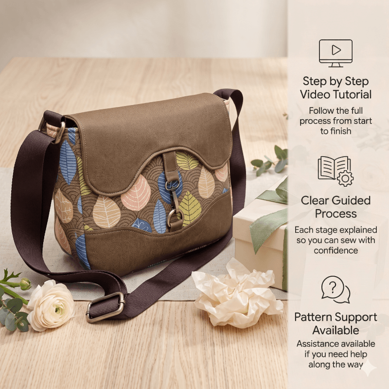 Curved Flap Shoulder Bag PDF Download Pattern (3 sizes included)