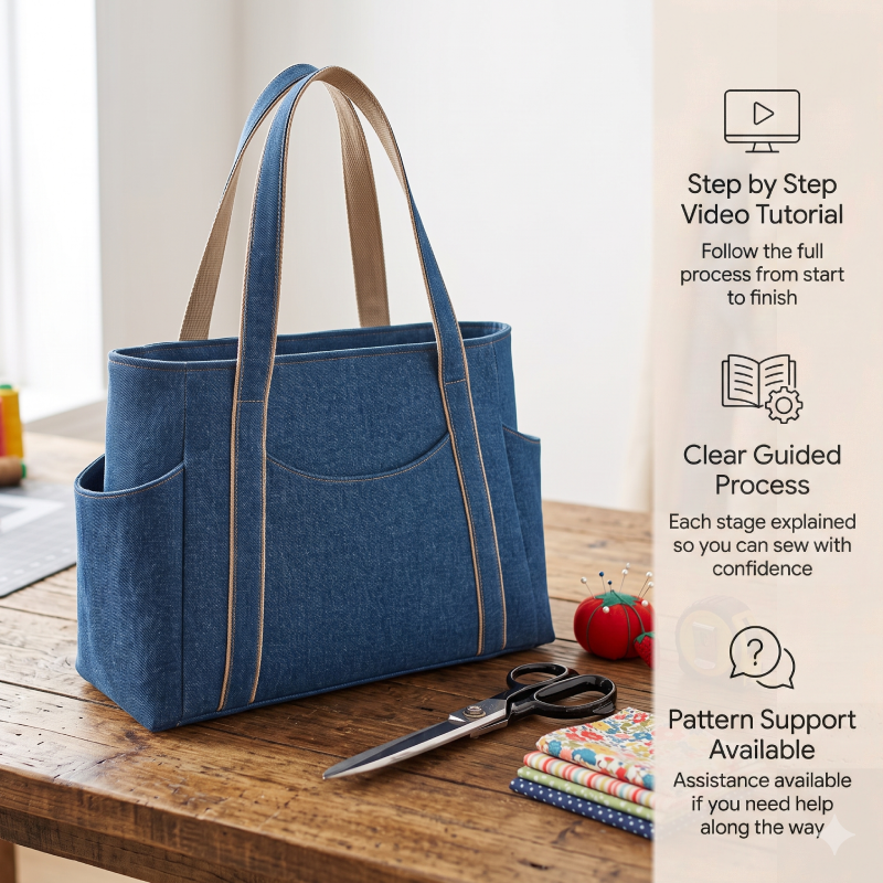Denim Daily Hand Bag PDF Download Pattern (3 sizes included)