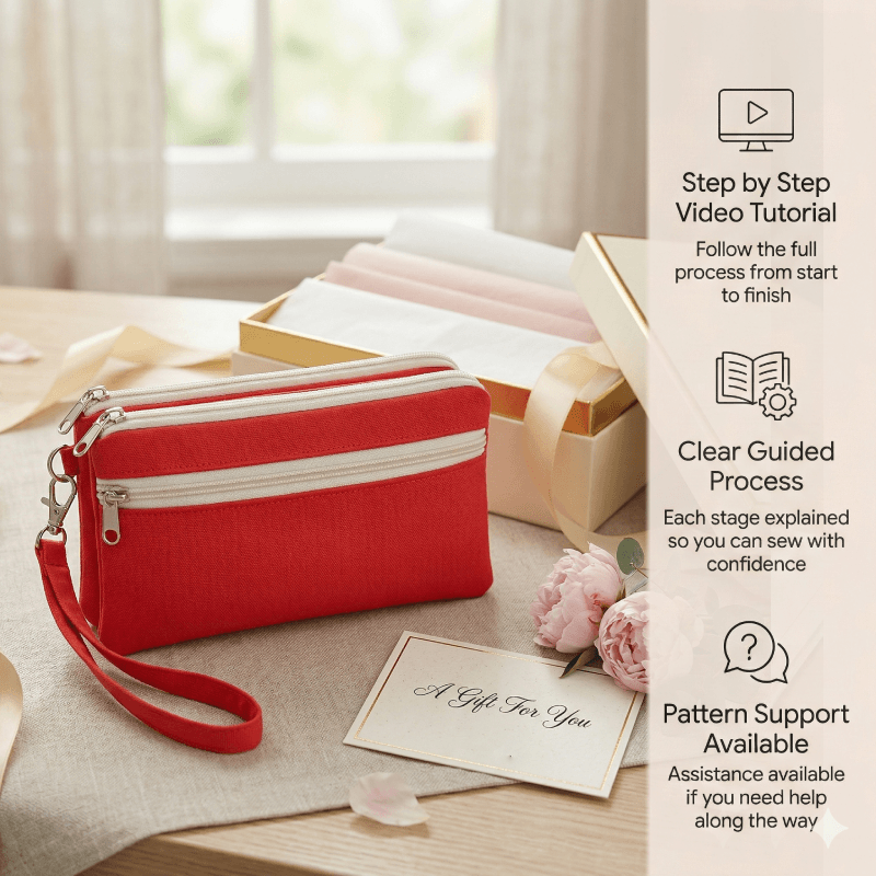Triple Zip Wristlet PDF Download Pattern (3 sizes included)