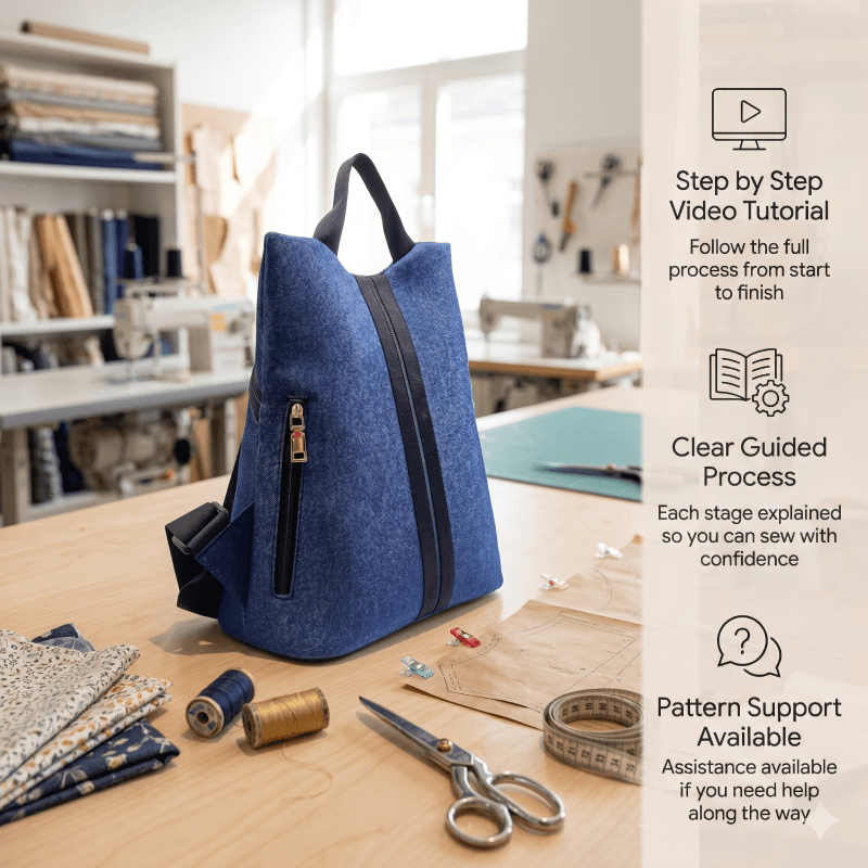 Denim Anti-Theft Backpack PDF Download Pattern (3 sizes included)