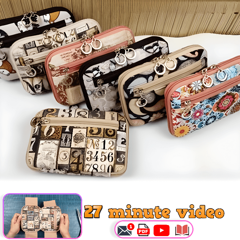 Zipper Card Wallet PDF Download Pattern (3 sizes included)