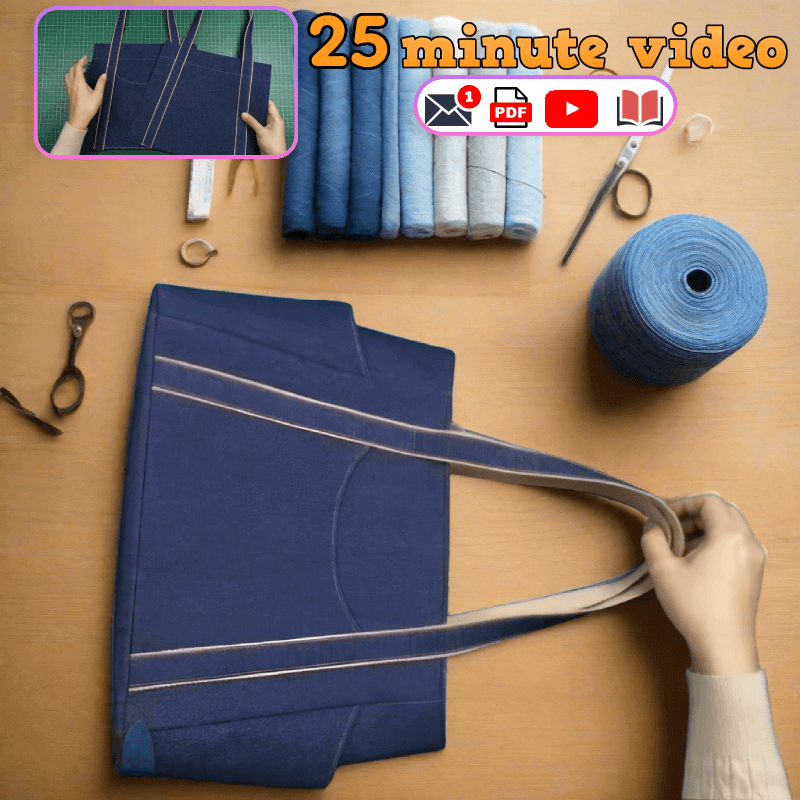 Denim Daily Hand Bag PDF Download Pattern (3 sizes included)