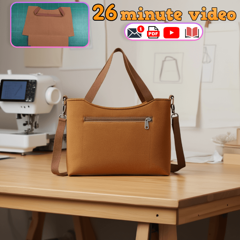 Classic Zip Shoulder Bag PDF Download Pattern (3 sizes included)