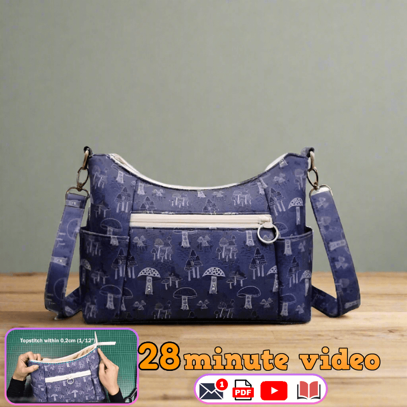 Pocketed Exterior Tote Bag PDF Download Pattern (3 sizes included)