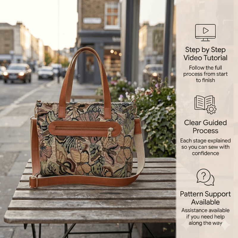 Zipper Divided Tote Bag PDF Download Pattern (3 sizes included)