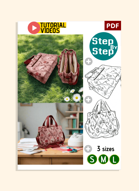 Triple-Compartment Handbag PDF Download Pattern (3 sizes included)