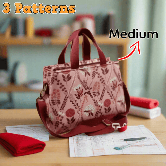 Triple-Compartment Handbag PDF Download Pattern (3 sizes included)