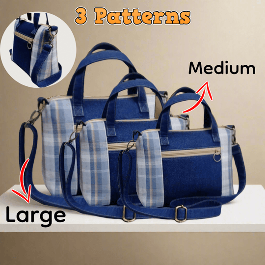 Denim Front Pocket Hand Bag PDF Download Pattern (3 sizes included)