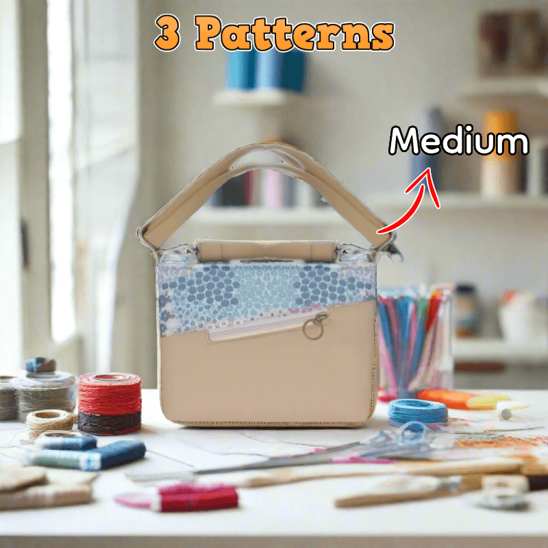 Triple Zipper Shoulder Bag PDF Download Pattern (3 sizes included)