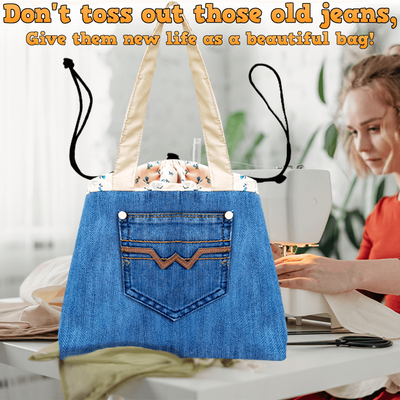 Denim Drawstring Bag PDF Download Pattern (3 sizes included)