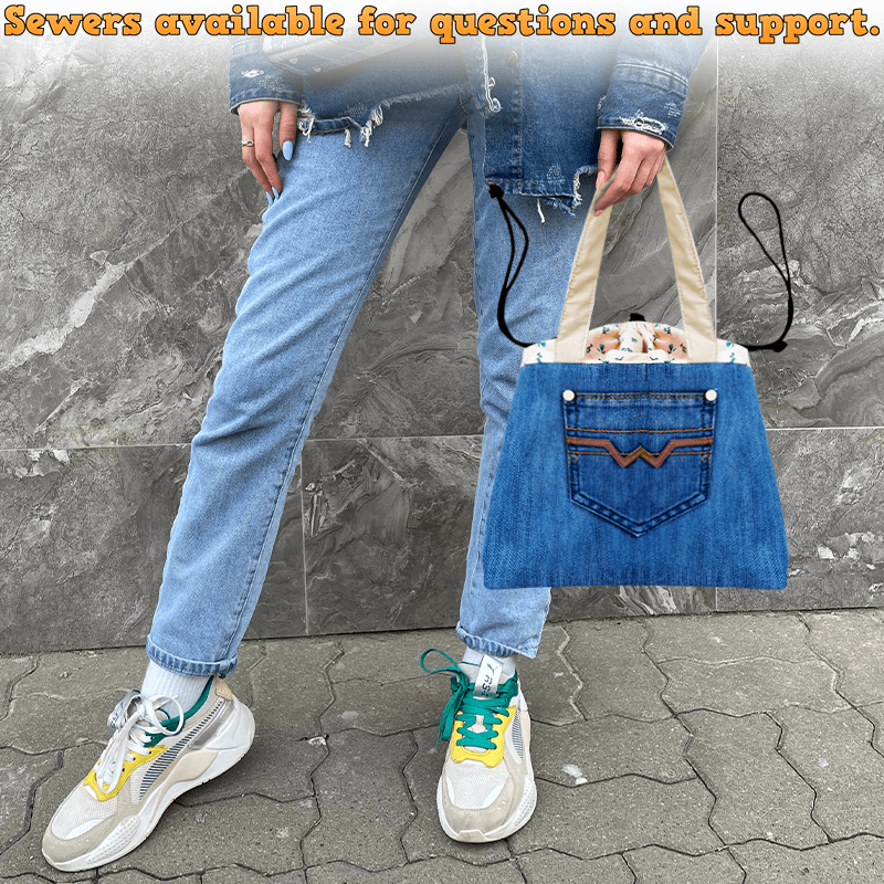 Denim Drawstring Bag PDF Download Pattern (3 sizes included)