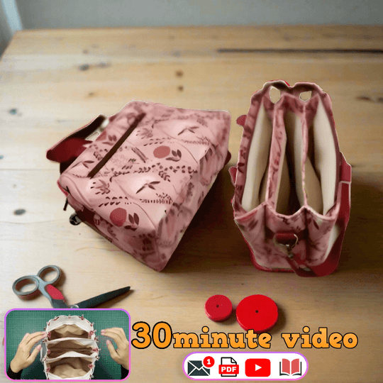 Triple-Compartment Handbag PDF Download Pattern (3 sizes included)