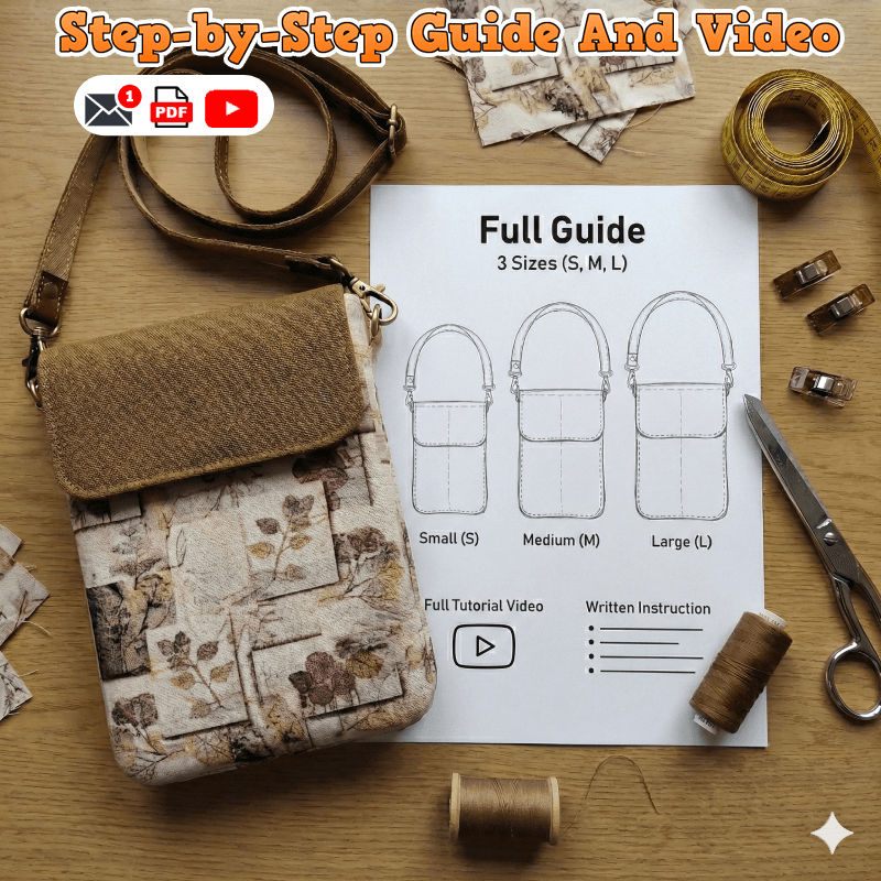 Triple Compartment Crossbody Bag PDF Download Pattern (3 sizes included)