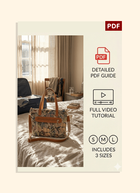 Zipper Divided Tote Bag PDF Download Pattern (3 sizes included)