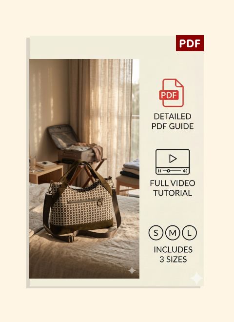 Zipper Shoulder Bag PDF Download Pattern  (3 sizes included)