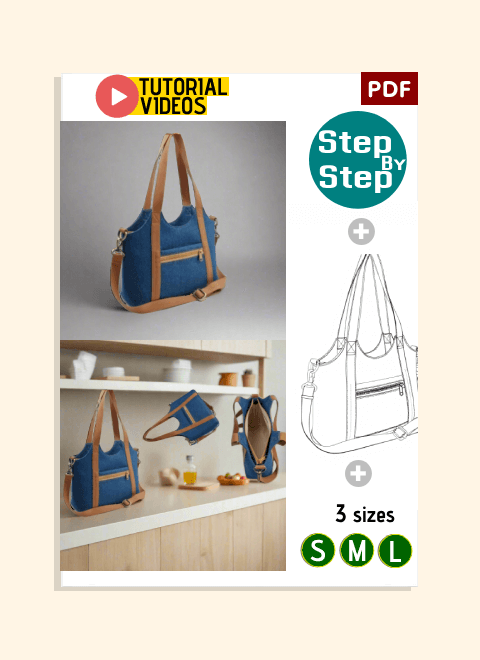 Denim U-Shape Bag PDF Download Pattern (3 sizes included)